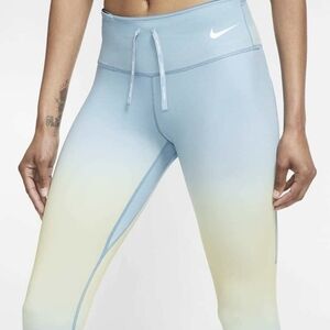 Nike Reversible Baby Blue Buter Yellow Leggings Athleasure Running Athletic Sz L